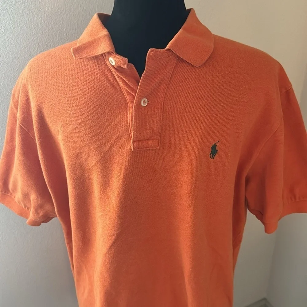 POLO Ralph Lauren orange 100% cotton classic‎ fit men’s polo shirt Sz L